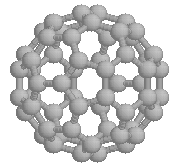 A buckyball, ball-and-stick model