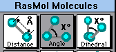 RasMol Molecules window; Distance and Angle buttons