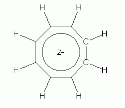 cyclooctatetraene dianion, shown as aromatic